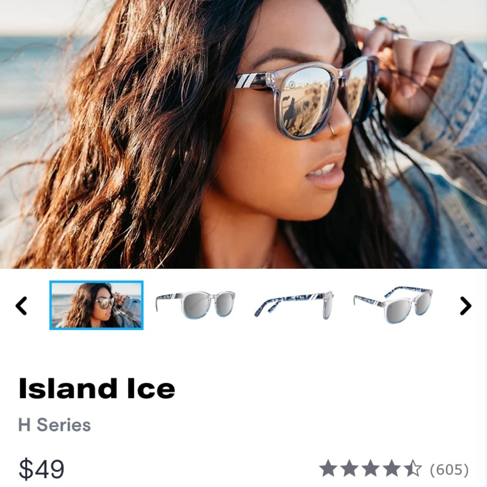 Blenders island Ice sunglasses (NEW) with protective sleeve and box.